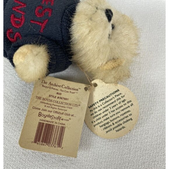 Boyds Bears Mini Teddy "Best Friends" Plush Navy Sweater Collectible 5" Vintage - Picture 5 of 8